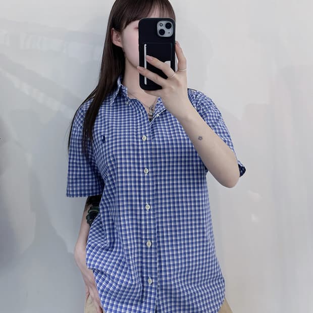 폴로랄프로렌 블루포니 체크 반팔 셔츠