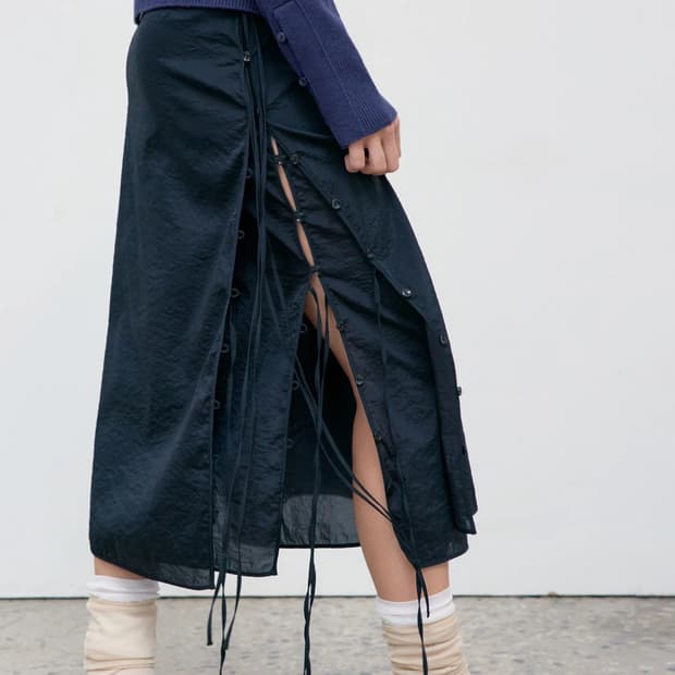 로우클래식 see through button skirt (beige) s