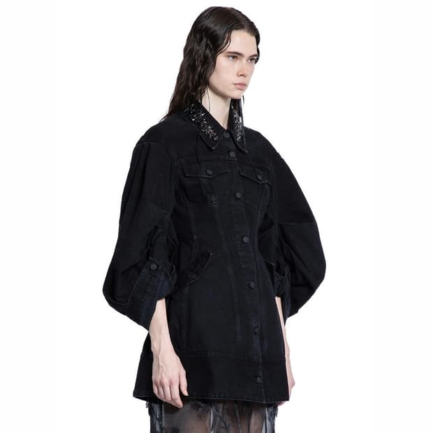[4]시몬로샤25ss Embellished Sculpted 데님 코트