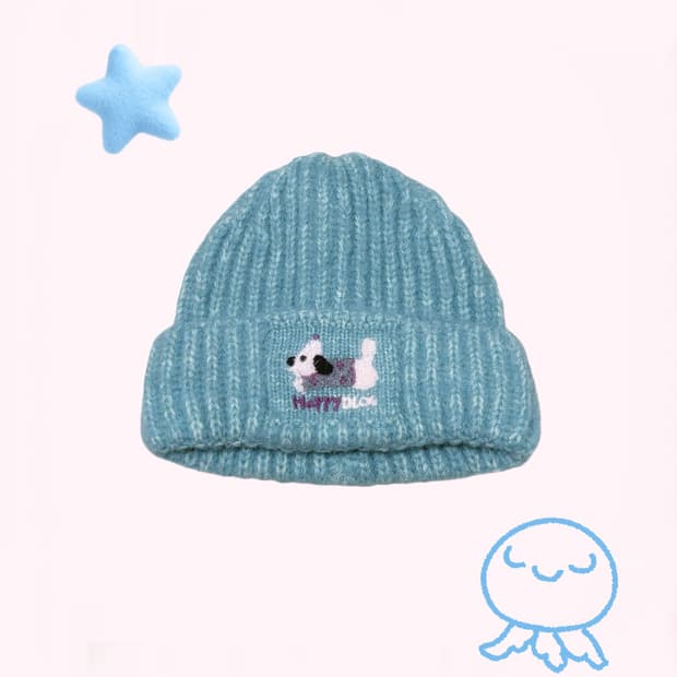 일본 강아지 팝갸루 포인트 민트 색상 비니 