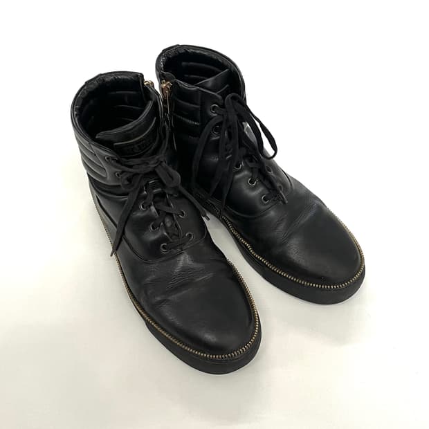 알렉산더 맥퀸 지퍼 레더 하이탑 스니커즈