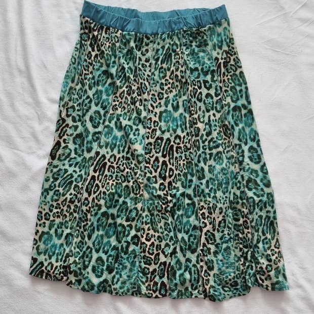 빈티지 페어리 오리엔탈 민트 레오파드 스커트