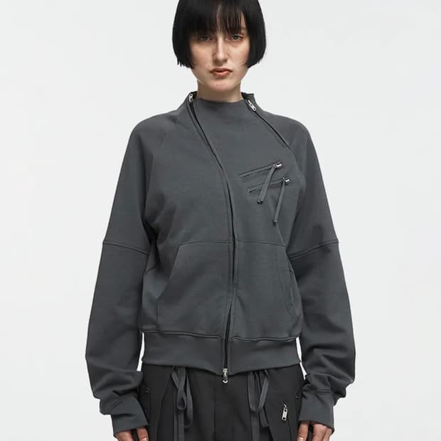 나체 ZIP DETAIL TRACK JERSEY CHARCOAL
