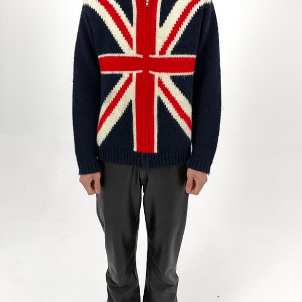 JP Vintage Union Jack 니트 집업