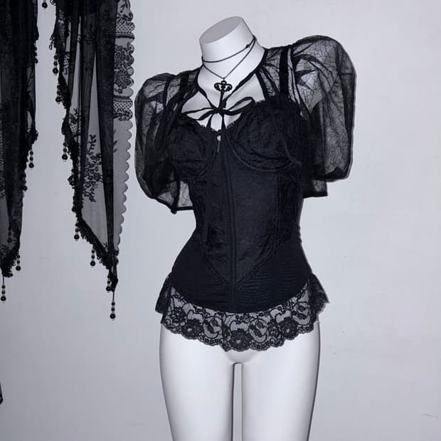 시스루 볼레로 실루엣 미침 고스 펑크 고딕