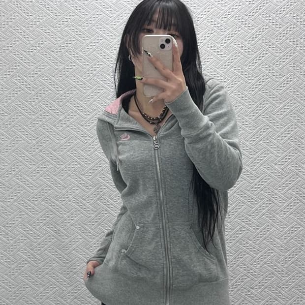 나이키 Y2K 00's 핑크로고 롱 투웨이 후드집업 L C08786