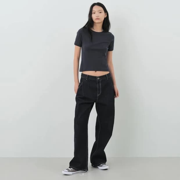 시티브리즈 논페이드 턱 와이드 데님 팬츠 INDIGO / long XS