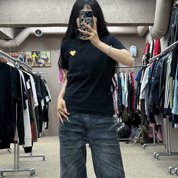 꼼데가르송 레몬 하트 와펜 반팔 티셔츠 S116