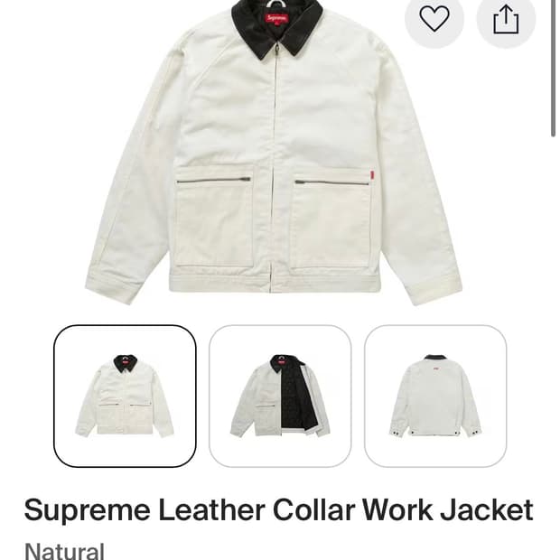 Supreme Leather Collar Work Jacket 20FW