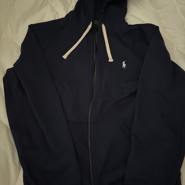 폴로 네이비 후드집업