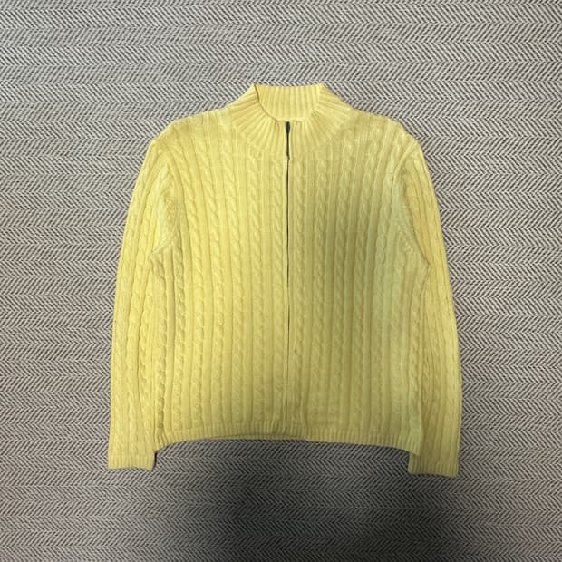 L. L. BEAN cotton knit zip jacket yellow