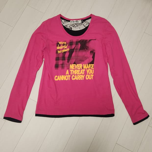 빈티지 프린팅 핑크 롱슬리브