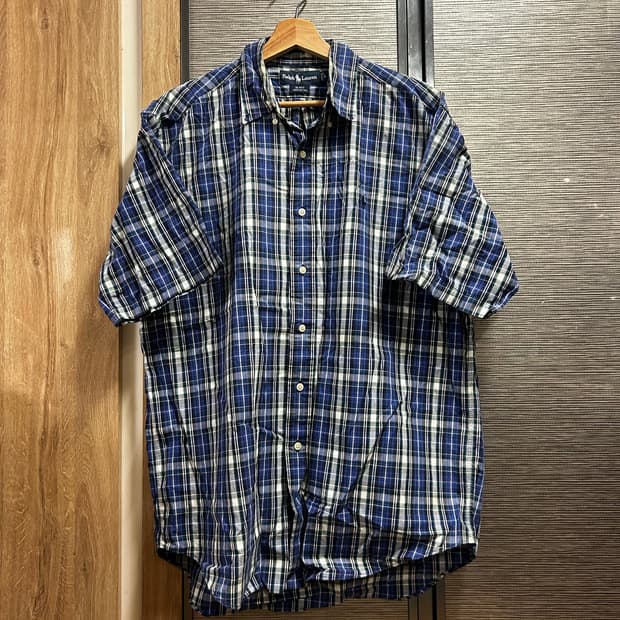 폴로 블레이크 블루 체크 반팔셔츠