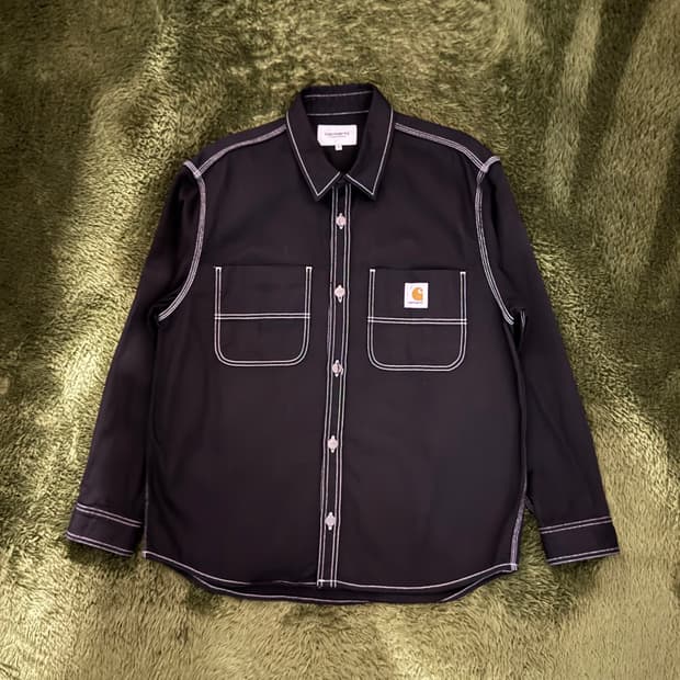 [XL] 칼하트 WIP Chalk 초크 스티치 셔츠 자켓 블랙