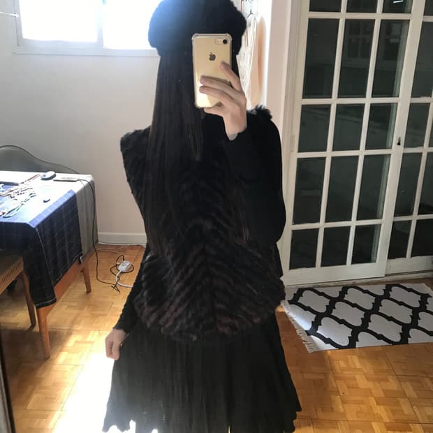 vintage fur knit vest