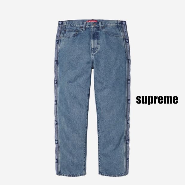 [32] 슈프림 스냅오프 배기 진 워시드 블루 - 23FW