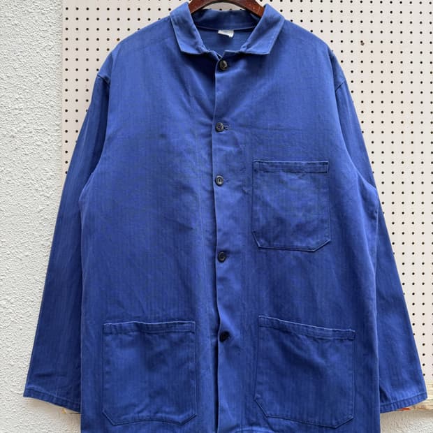 WASHED HBT OLD VINTAGE FRENCH 헤링본프렌치워크자켓