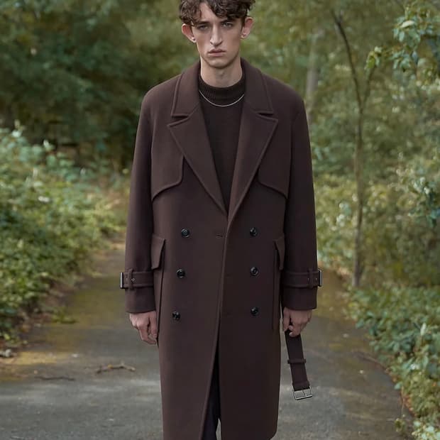벨리에 더블 오버사이즈드 울 트렌치코트 초콜렛 브라운