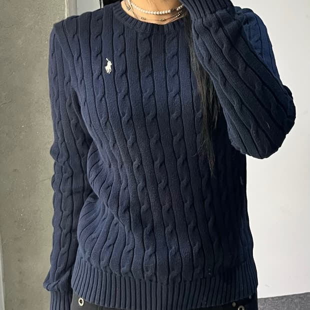 폴로 랄프 로렌 베이직 포니 케이블 니트