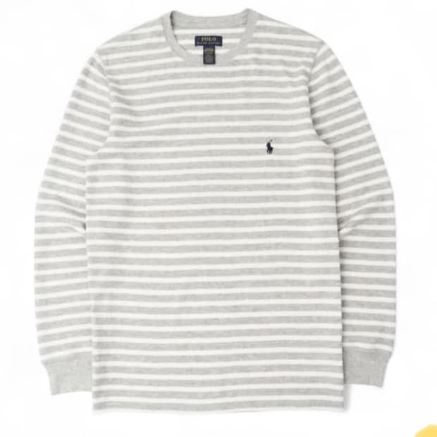(구매)  s/m 사이즈 폴로 랄프로렌 그레이 스트라이프 와플 롱슬리브