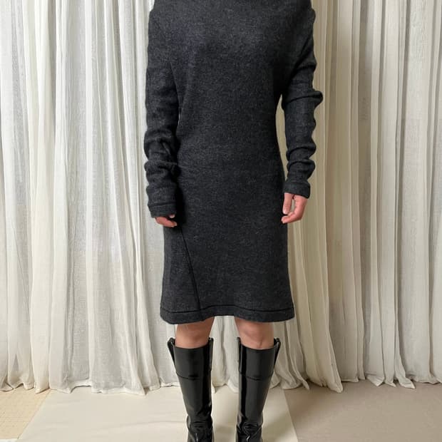 헬무트랭 하이넥 모헤어 비대칭 원피스 helmut lang 드레스