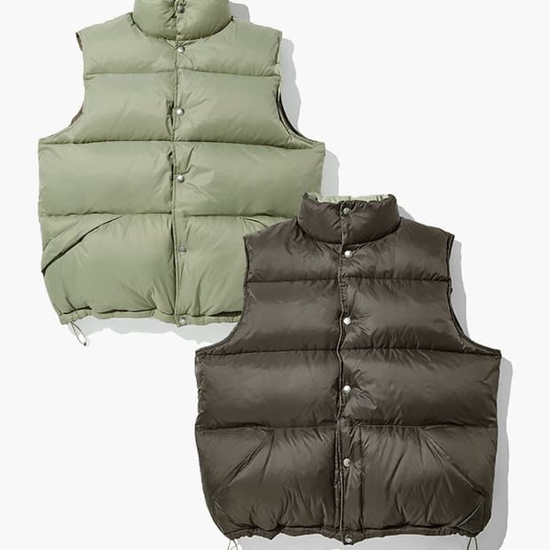 아웃스탠딩 리버서블 패딩조끼 다운 베스트 카키/브라운 L사이즈