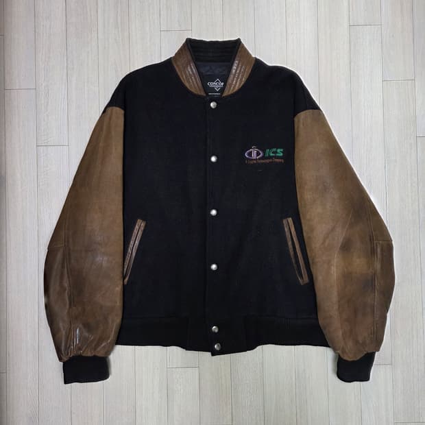 빈티지 캐나다 소가죽 바시티자켓