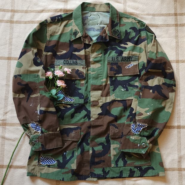 90s 미군 카모 셔츠자켓 BDU 미디움 레귤러 커스텀