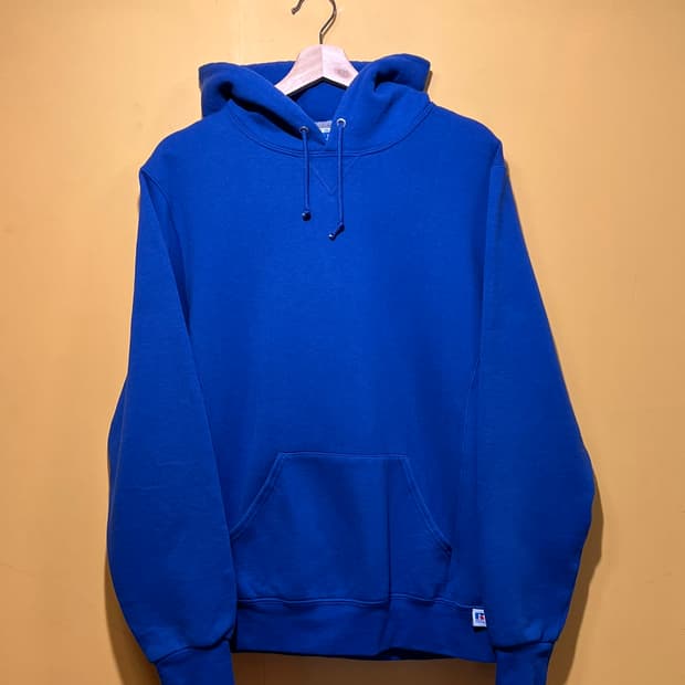 90s [M] 러셀 애슬레틱 후드 티셔츠 블루