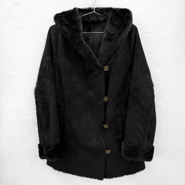 preferir 스웨이드 후드 무스탕