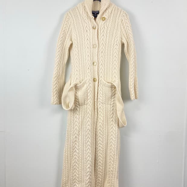 폴로 진스 랄프로렌 꽈배기 울 니트 롱 가디건 L