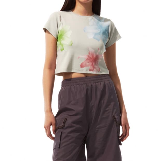 three to eighty Flower printed crop 