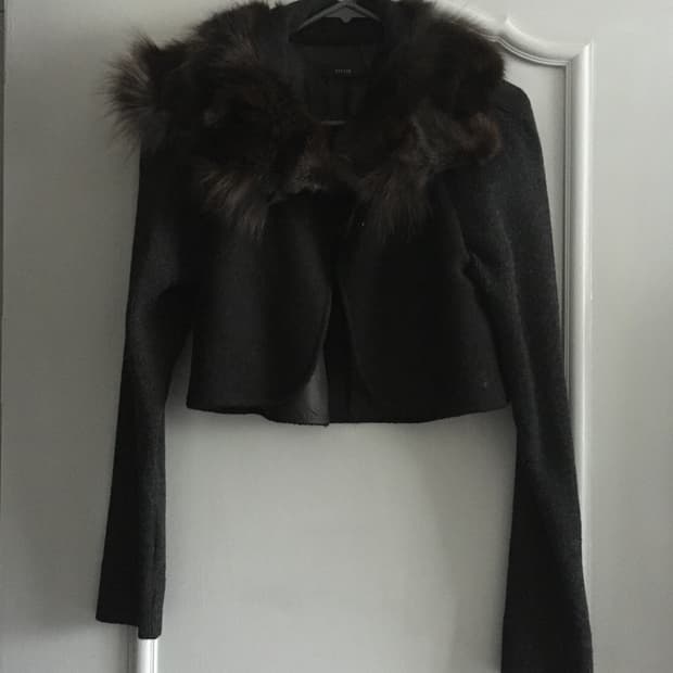 시스템 여우털 크롭 자켓 가디건 44-55