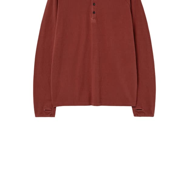 해칭룸 더블 헨리넥 티 롱슬리브 레드