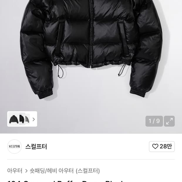 스컬프터 104 Cropped Puffer Down Black (M)