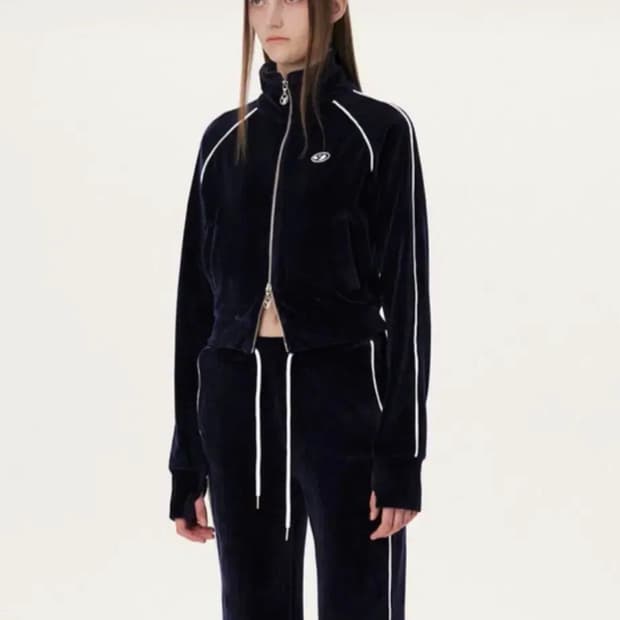 Yuse 코튼 벨루어 트랙 자켓 / 네이비
