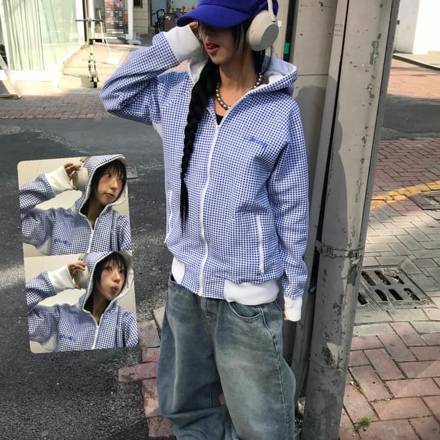 Stussy Check Pattern Hood Zip-Up