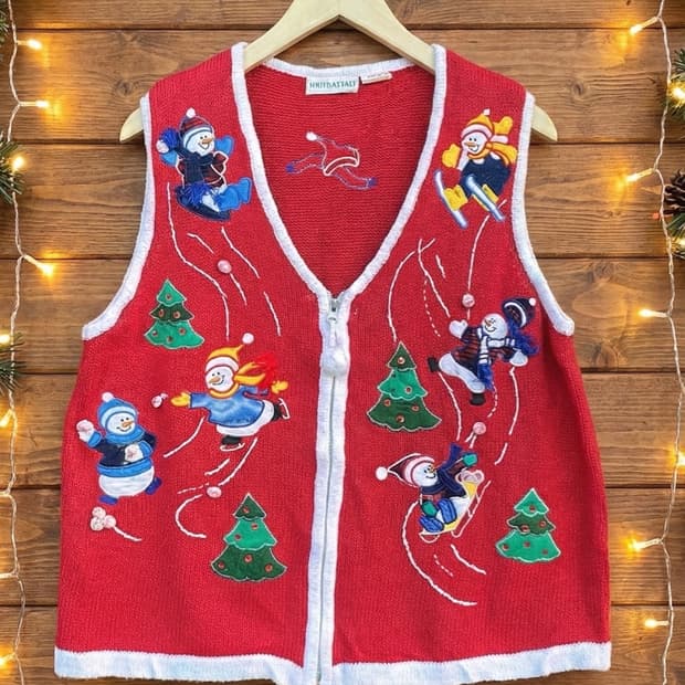 White Stag 크리스마스 눈사람 니트 베스트