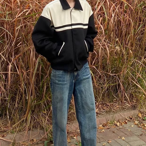 노이즈 울 바시티 자켓