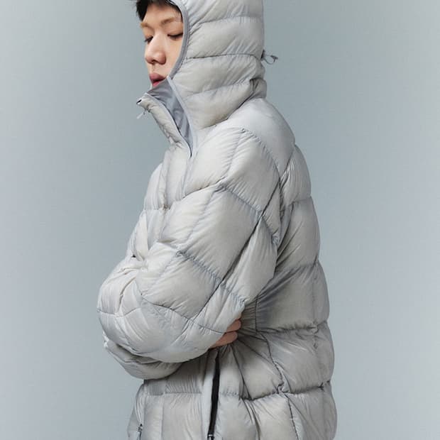 [새상품] wmc 스퀘어 퀄팅 경량 패딩 라이트 그레이 M
