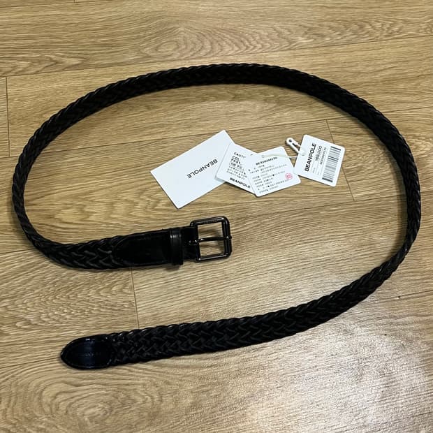 빈폴 소가죽 매쉬 꽈배기 벨트 위빙 웨빙 블랙 BE3282M235