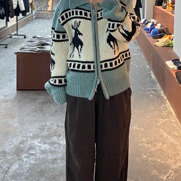 파르티멘토 스카이블루 코위찬 니트 집업 H967