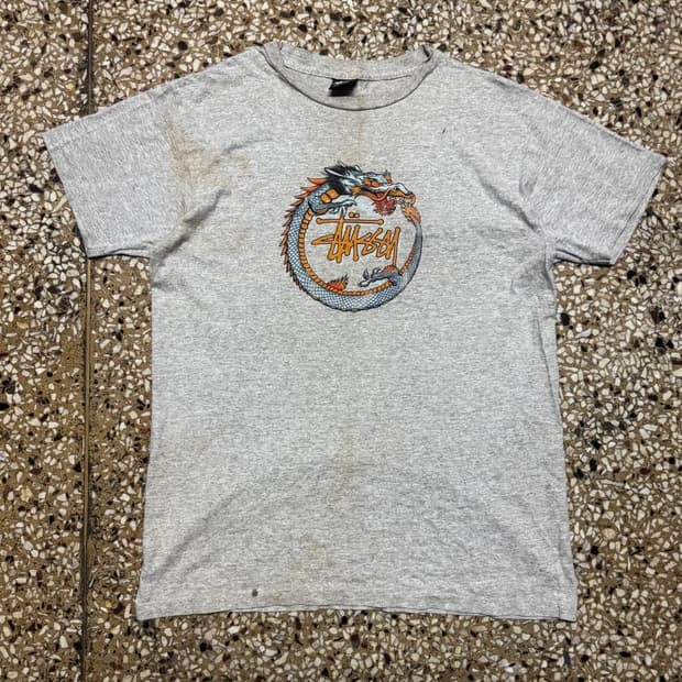 [L] 90s Stussy Dragon 용 프린팅 티셔츠