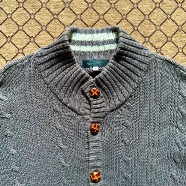 그레이 니트 가디건