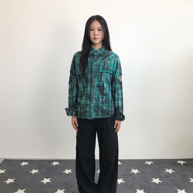 Jpn Y2k Green Checked Shirts