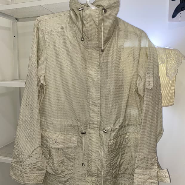 일본빈티지 잔체크 아이보리베이지 바람막이