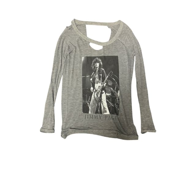 Jimmy Page distressed Gray Long Sleeve