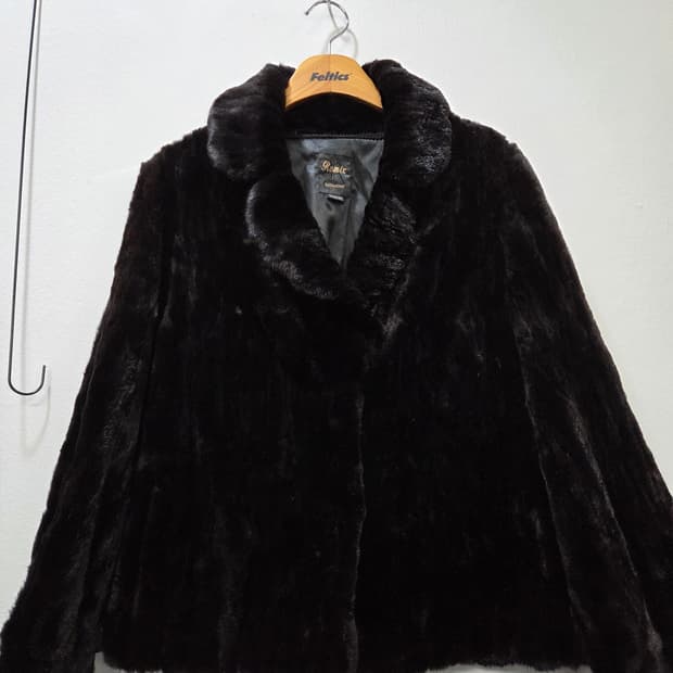 Remix 블랙 여성 밍크 코트 A라인 밍크코트 66 Y2K 