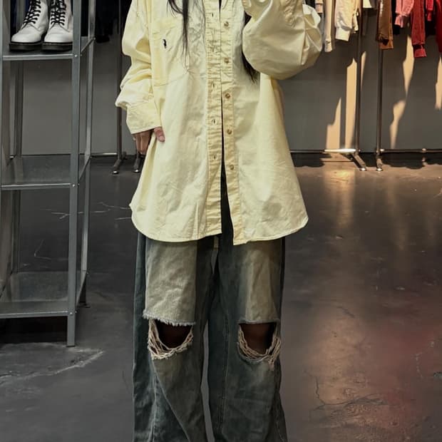 폴로랄프로렌 포니로고 옐로우 셔츠 A3543