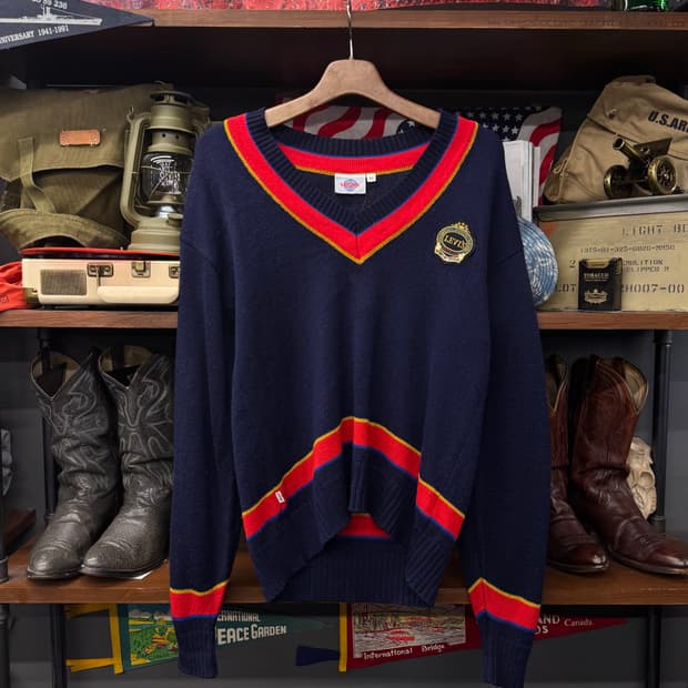 90s 리바이스 금장 로고 화이트 탭 프레피 크리켓 니트 클래식 N40